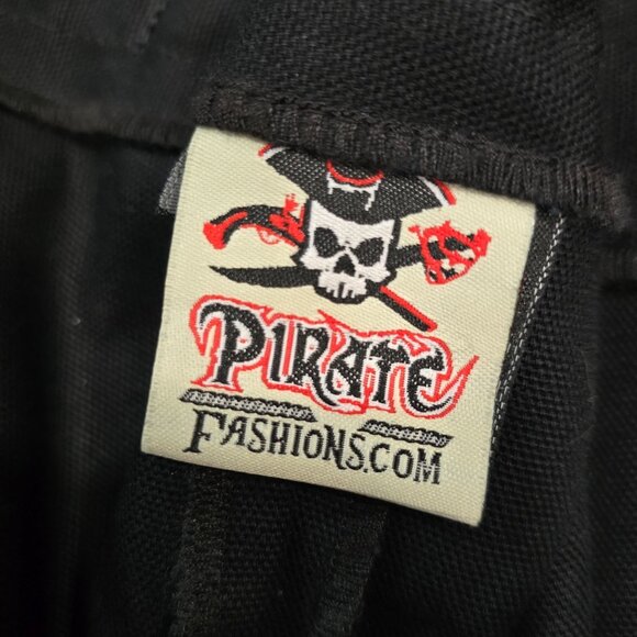 Pirate Fashions Black Boucanier Breeches With Red Sash Button Fly & socks Large - Picture 3 of 8